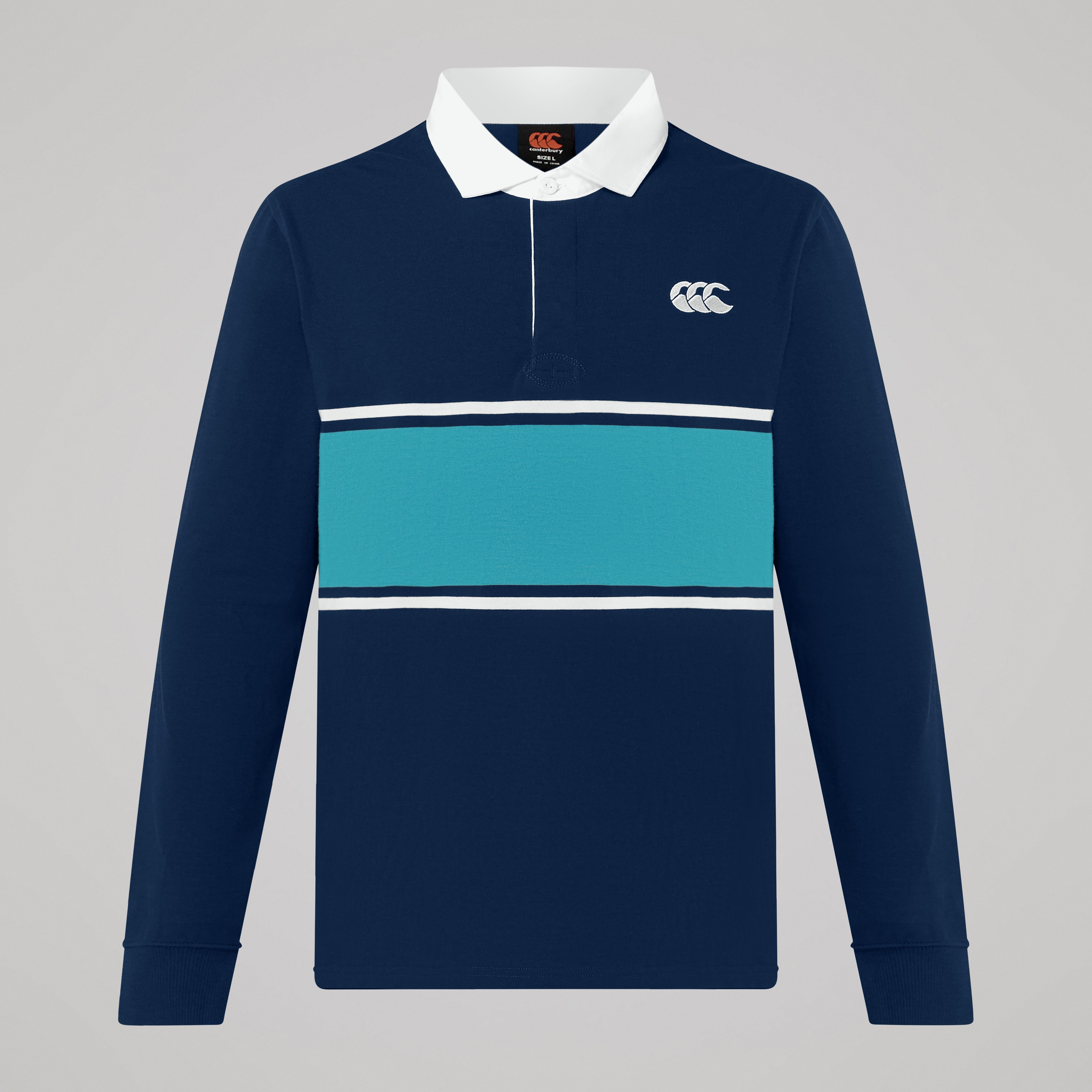 canterbury-fundamentals-stripe-rugby-jersey-azul-hombre image 1