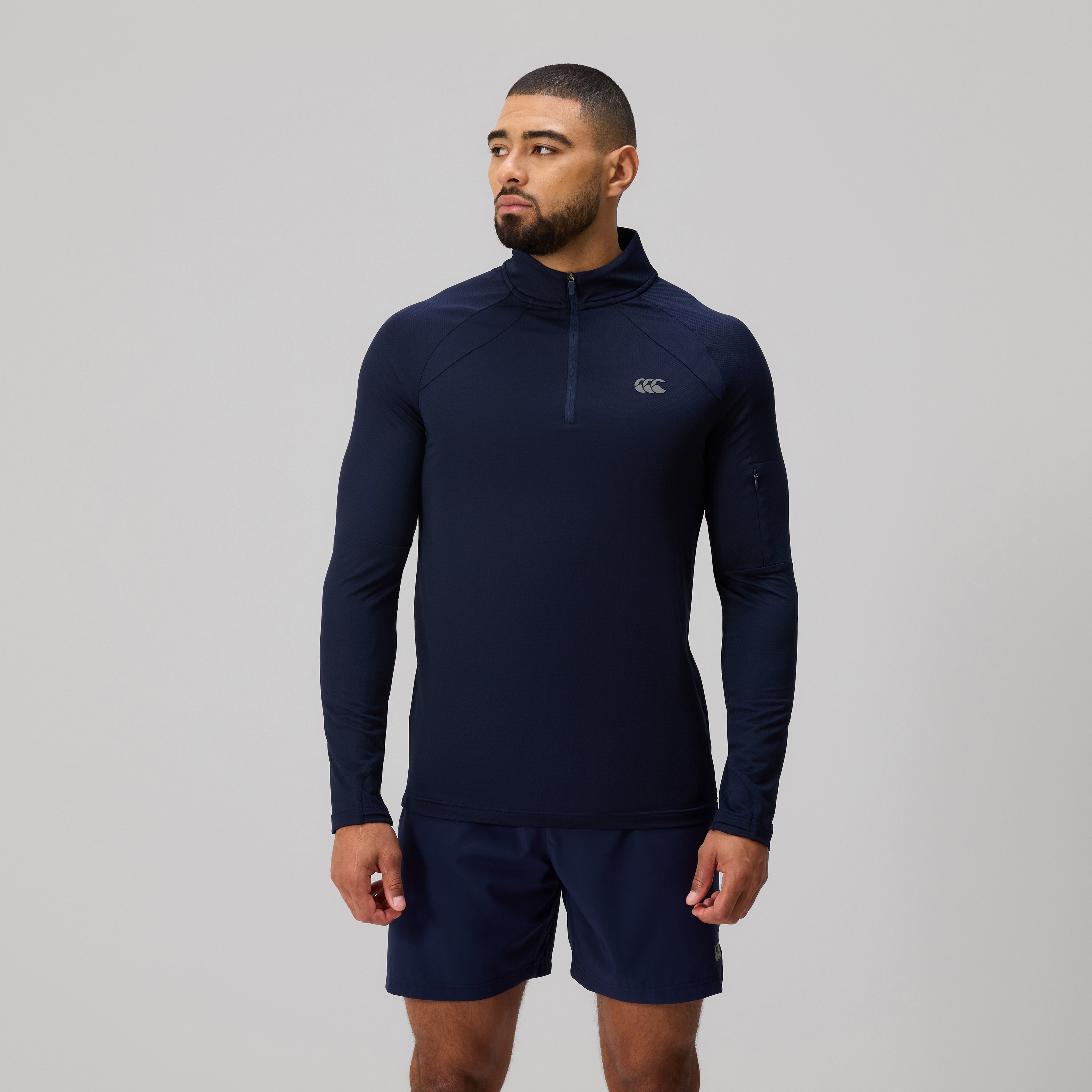 canterbury-mens-tempo-1-4-zip-tee-navy-camiseta-de-entrenamiento-con-media-crema image 3