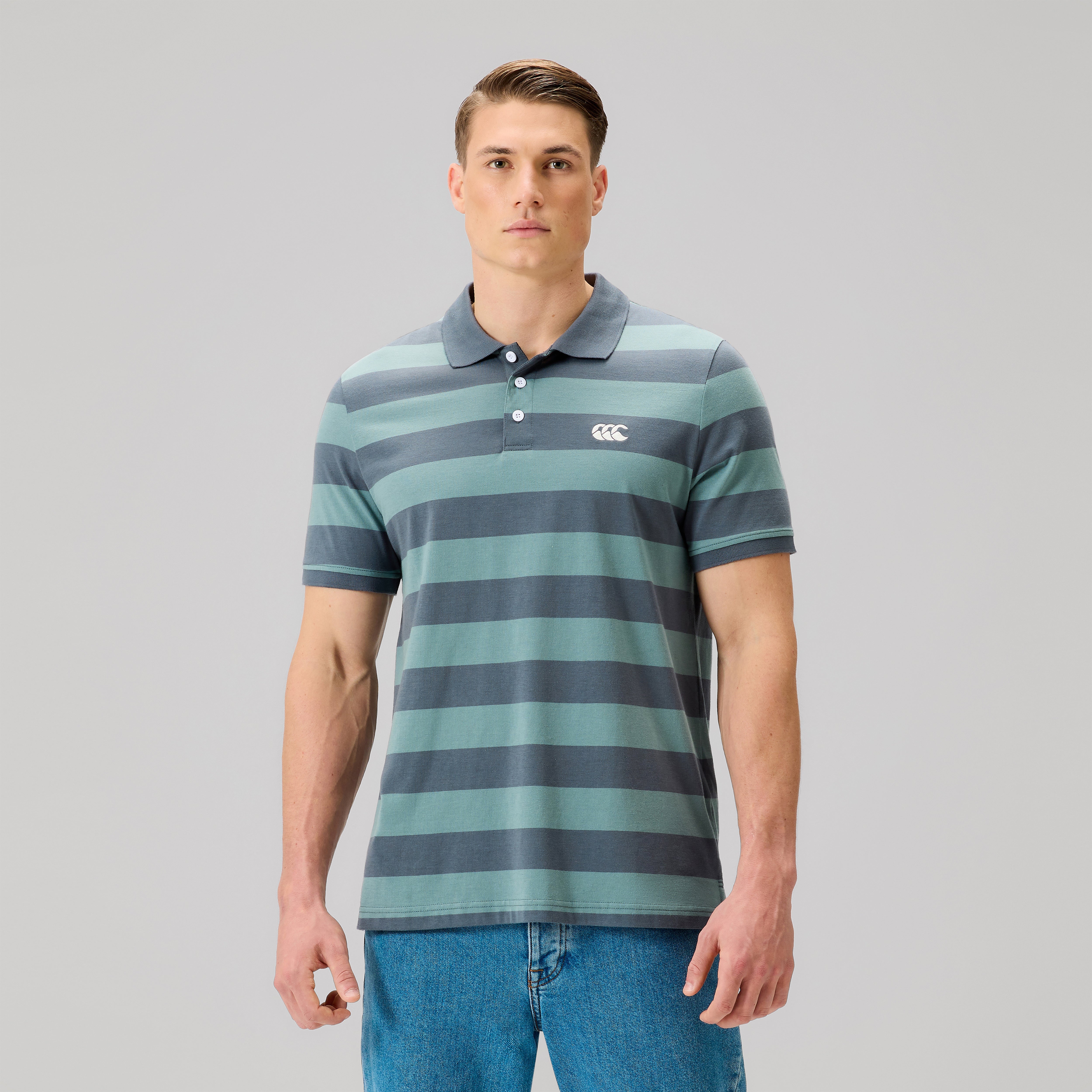 canterbury-mens-fundamentals-stripe-polo-shirt-grey image 3