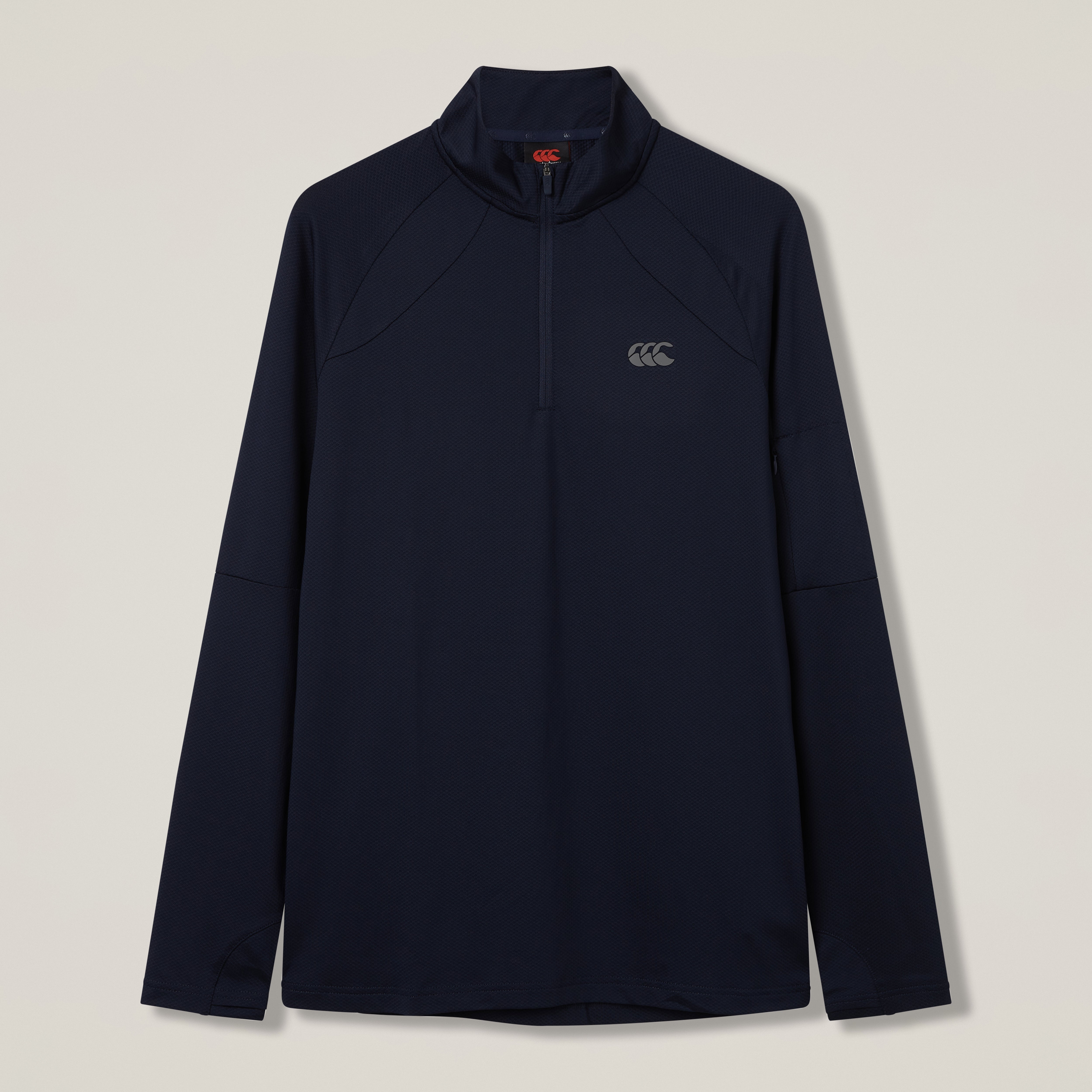 canterbury-mens-tempo-1-4-zip-tee-navy-camiseta-de-entrenamiento-con-media-crema image 1