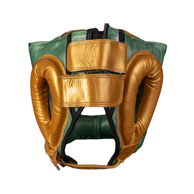 cleto-reyes-protector-de-cabeza-tradicional-en-piel-de-res-verde-met-lico-dorado image 3