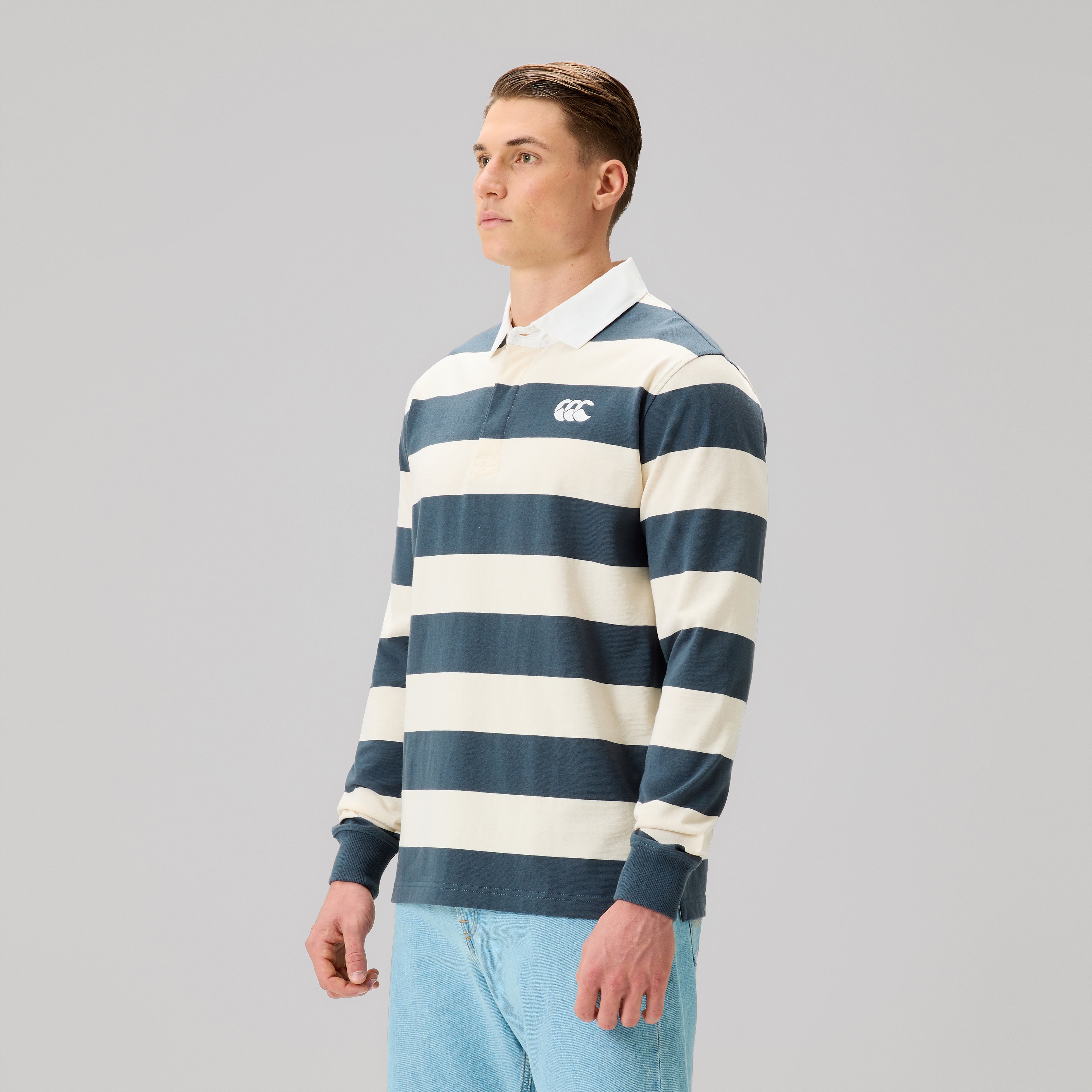 canterbury-fundamentals-yarn-stripe-rugby-jersey-grey image 2