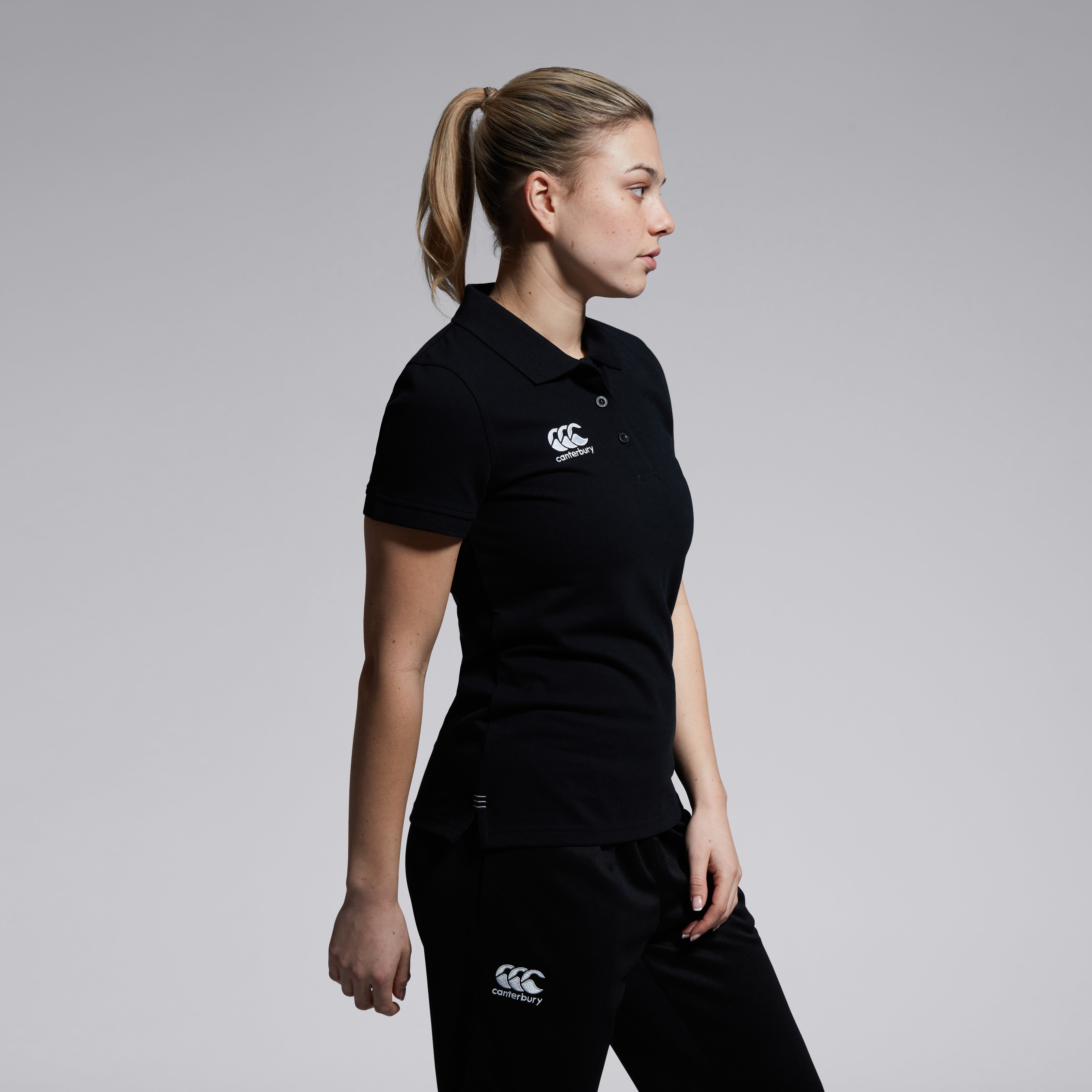 polo-canterbury-waimak-para-mujer-negro-manga-corta-y-cuello-con-botones image 3