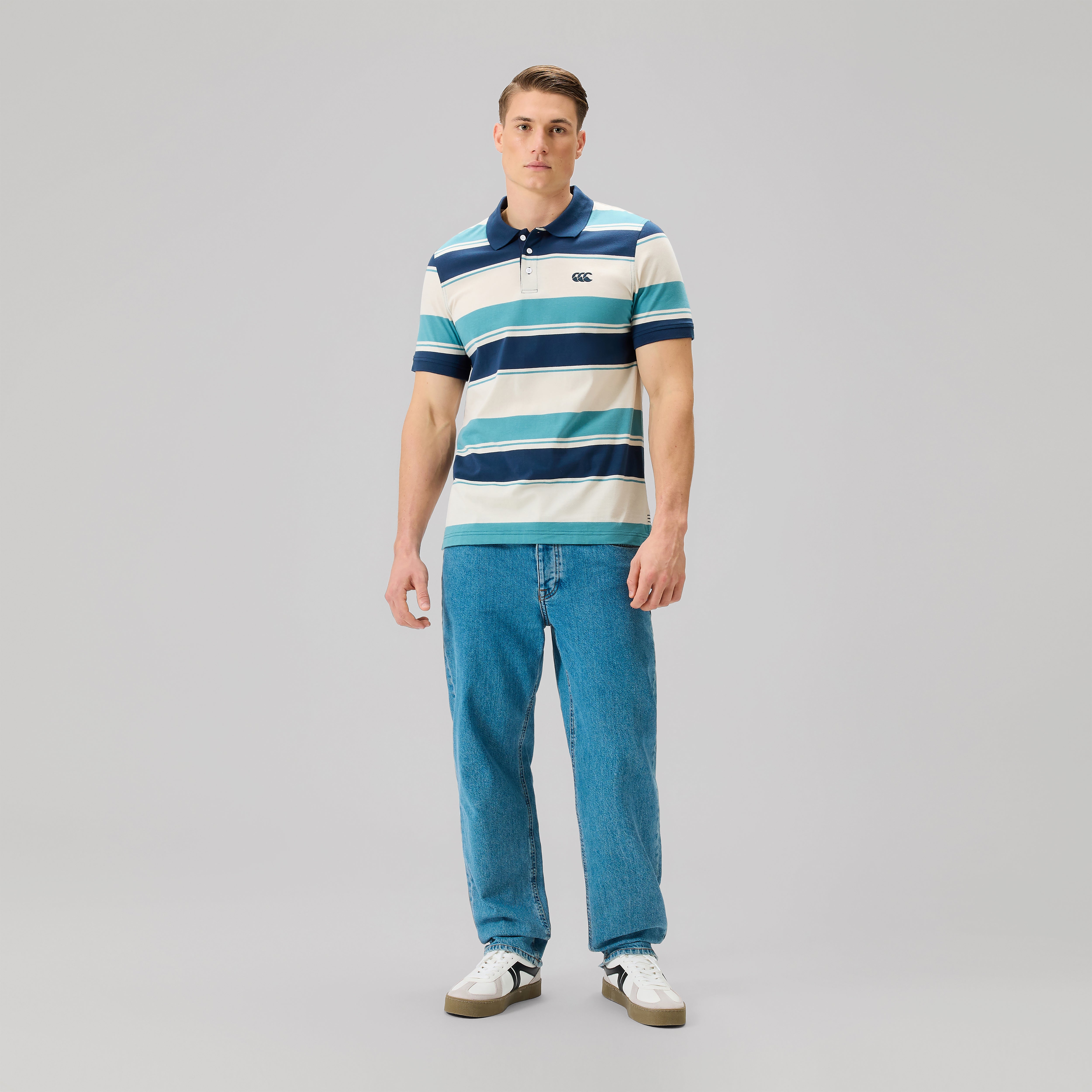 canterbury-fundamentals-polo-a-rayas-azul-para-hombre image 2
