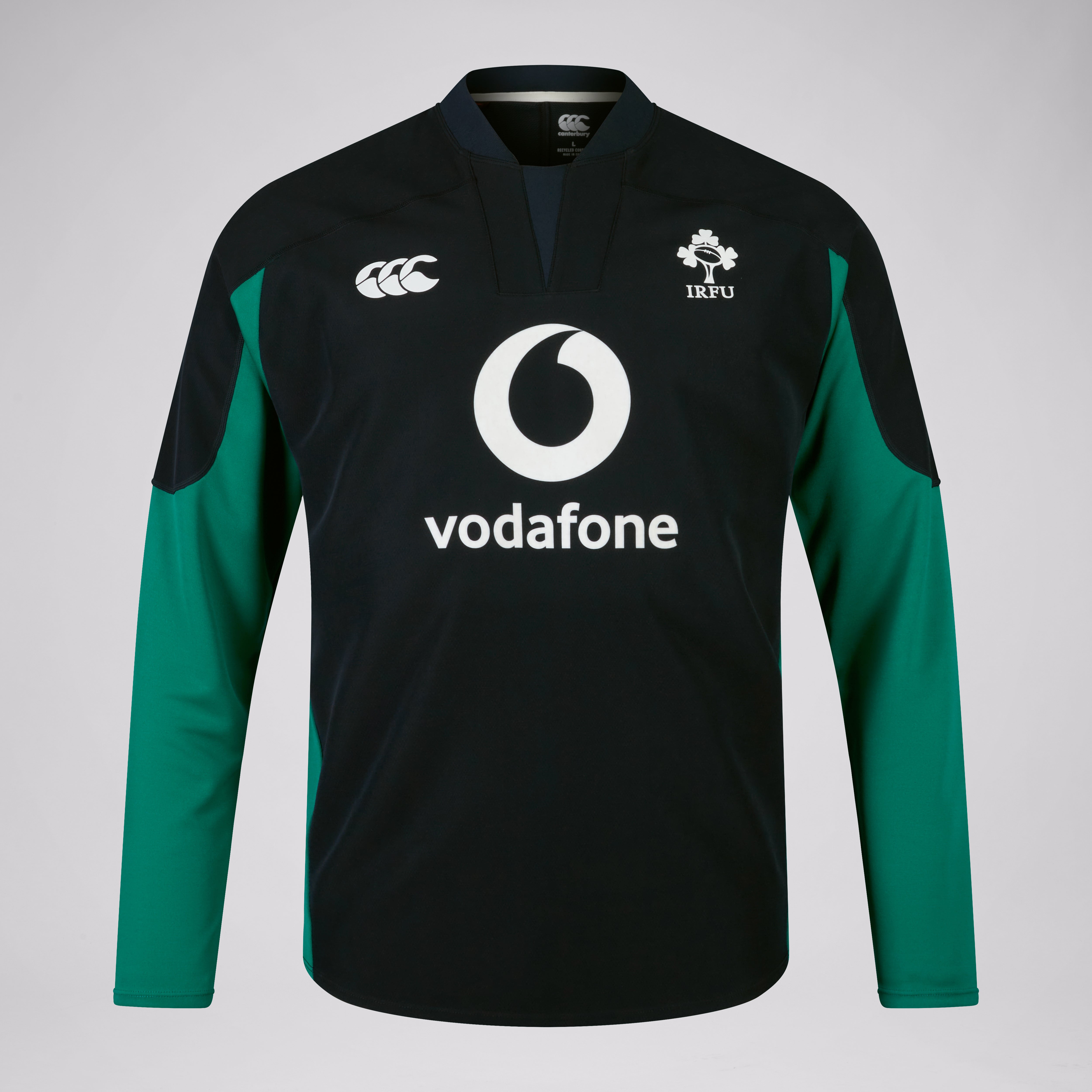 canterbury-sudadera-t-cnica-ireland-drill-top-negro-verde-para-hombre image 1