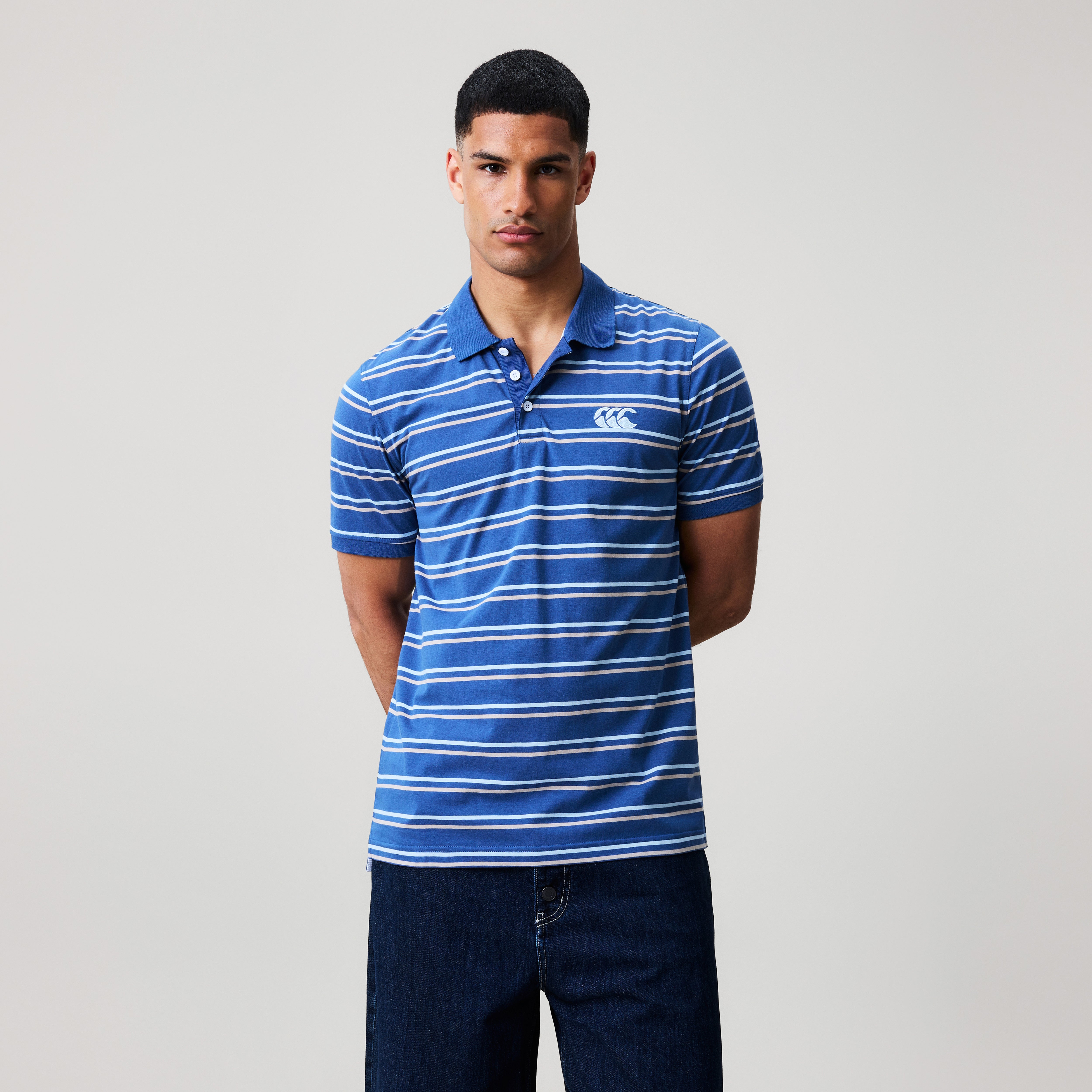 canterbury-mens-yarn-dye-stripe-polo-shirt-black image 1