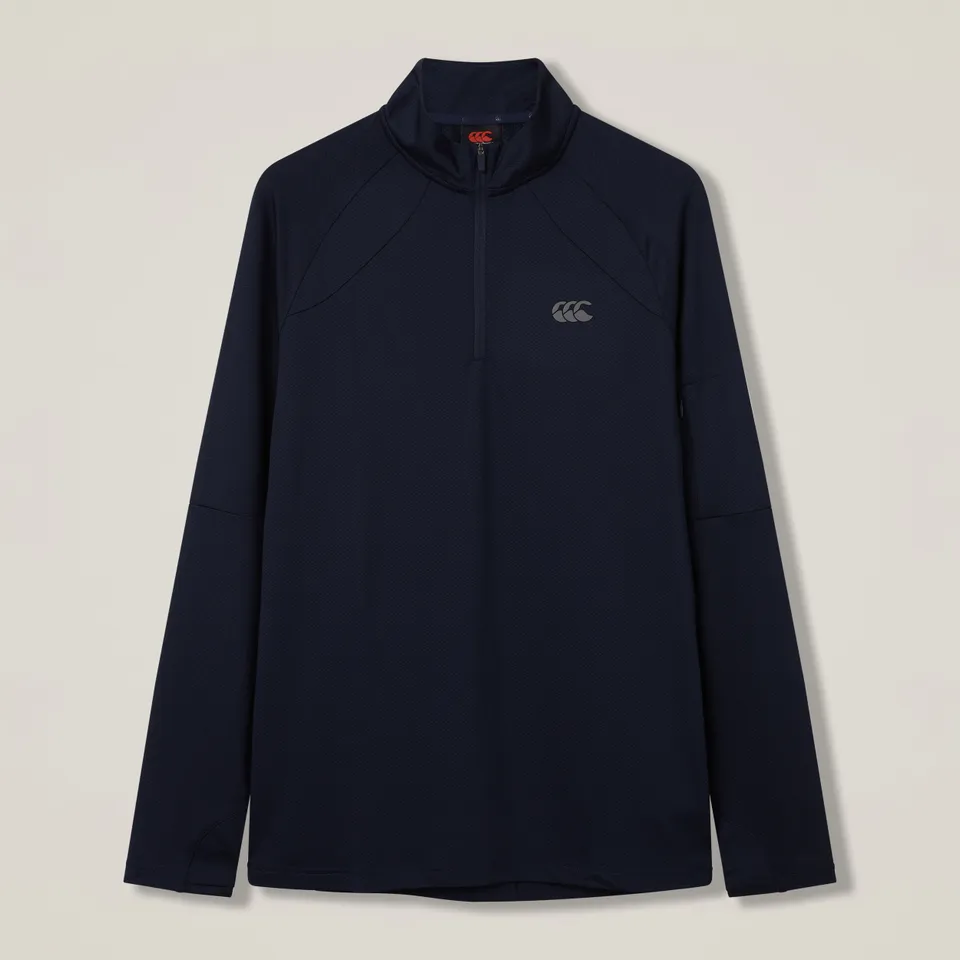 canterbury-mens-tempo-1-4-zip-tee-navy-camiseta-de-entrenamiento-con-media-crema image 1
