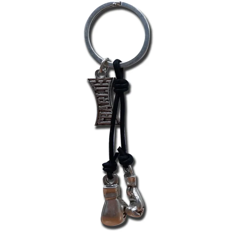 charlie-boxing-llavero-metal-piel-llavero-de-metal-y-piel-con-dise-o-vintage image 1