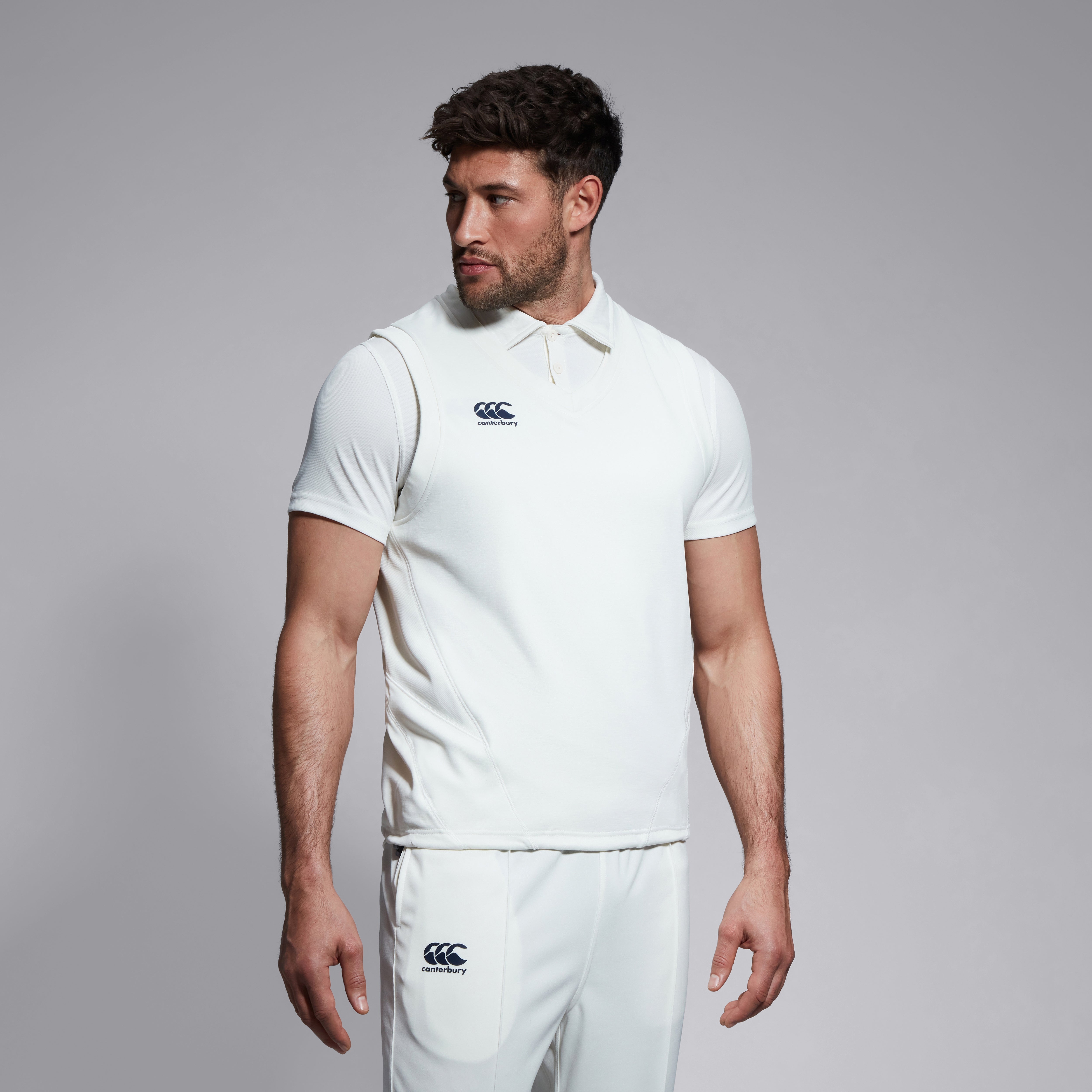 canterbury-sleeveless-cricket-overshirt-hombre-crema-camisa-de-cricket-sin-manga image 4