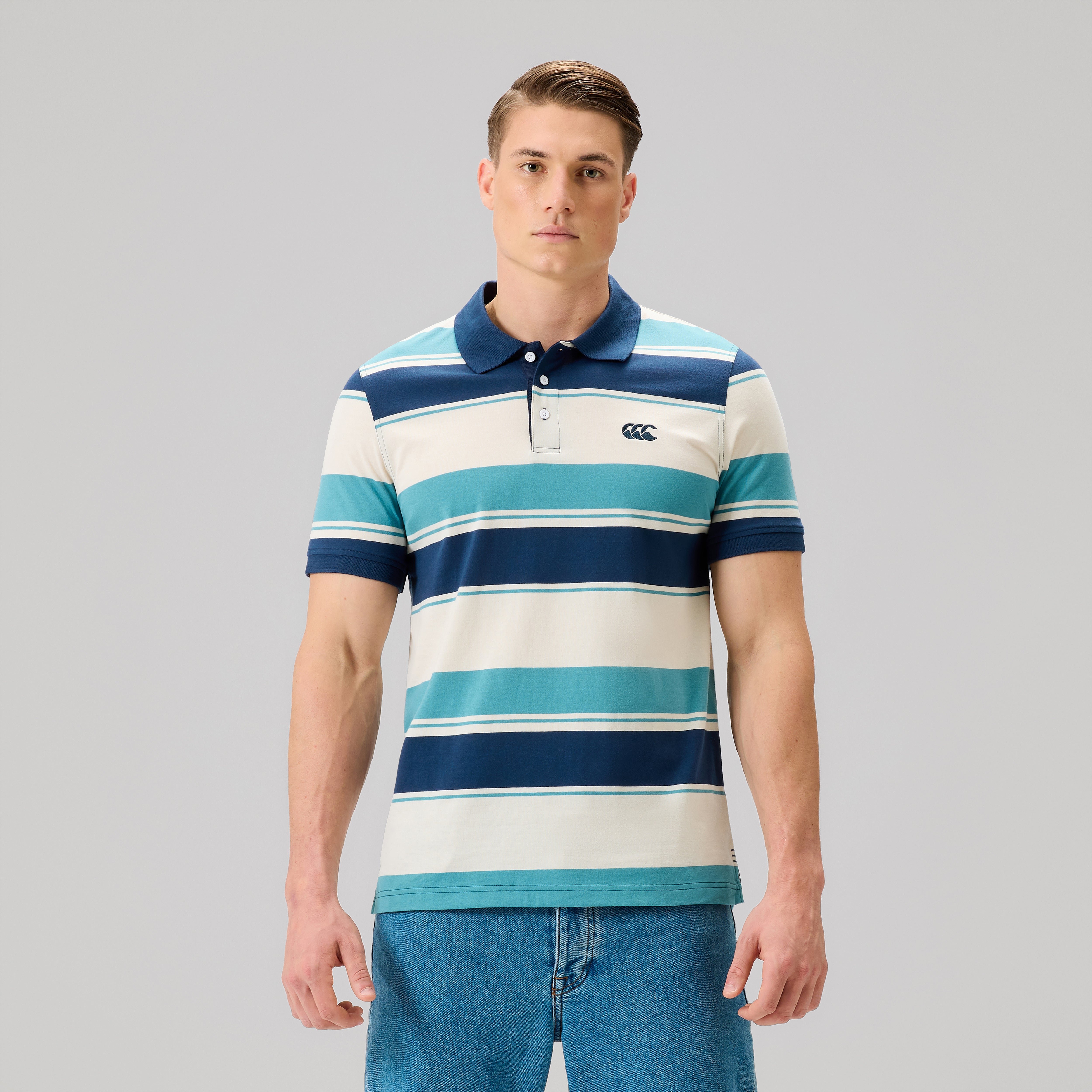 canterbury-fundamentals-polo-a-rayas-azul-para-hombre image 3