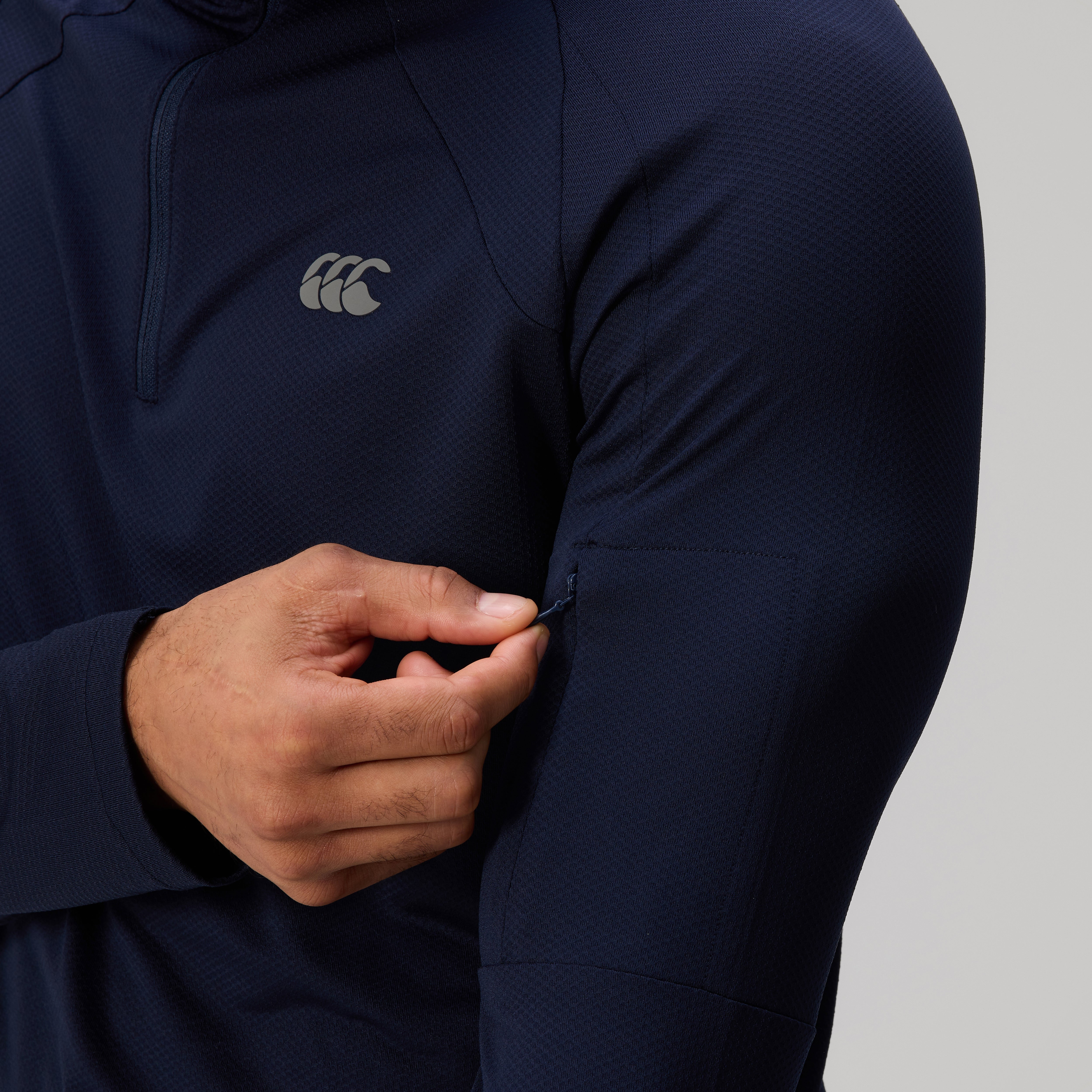 canterbury-mens-tempo-1-4-zip-tee-navy-camiseta-de-entrenamiento-con-media-crema image 8