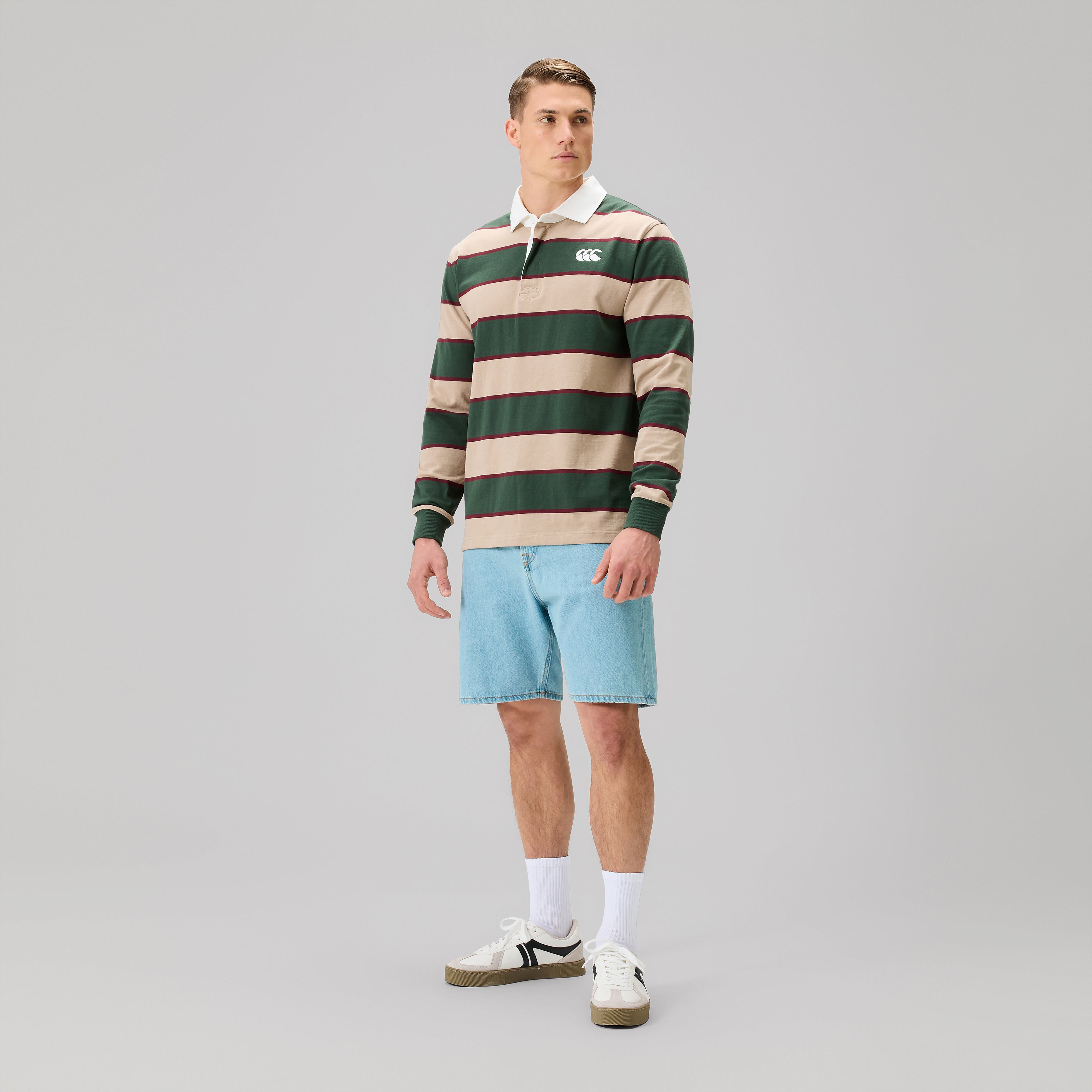 camiseta-de-rugby-canterbury-fundamentals-stripe-rugby-jersey-verde-para-hombre image 1