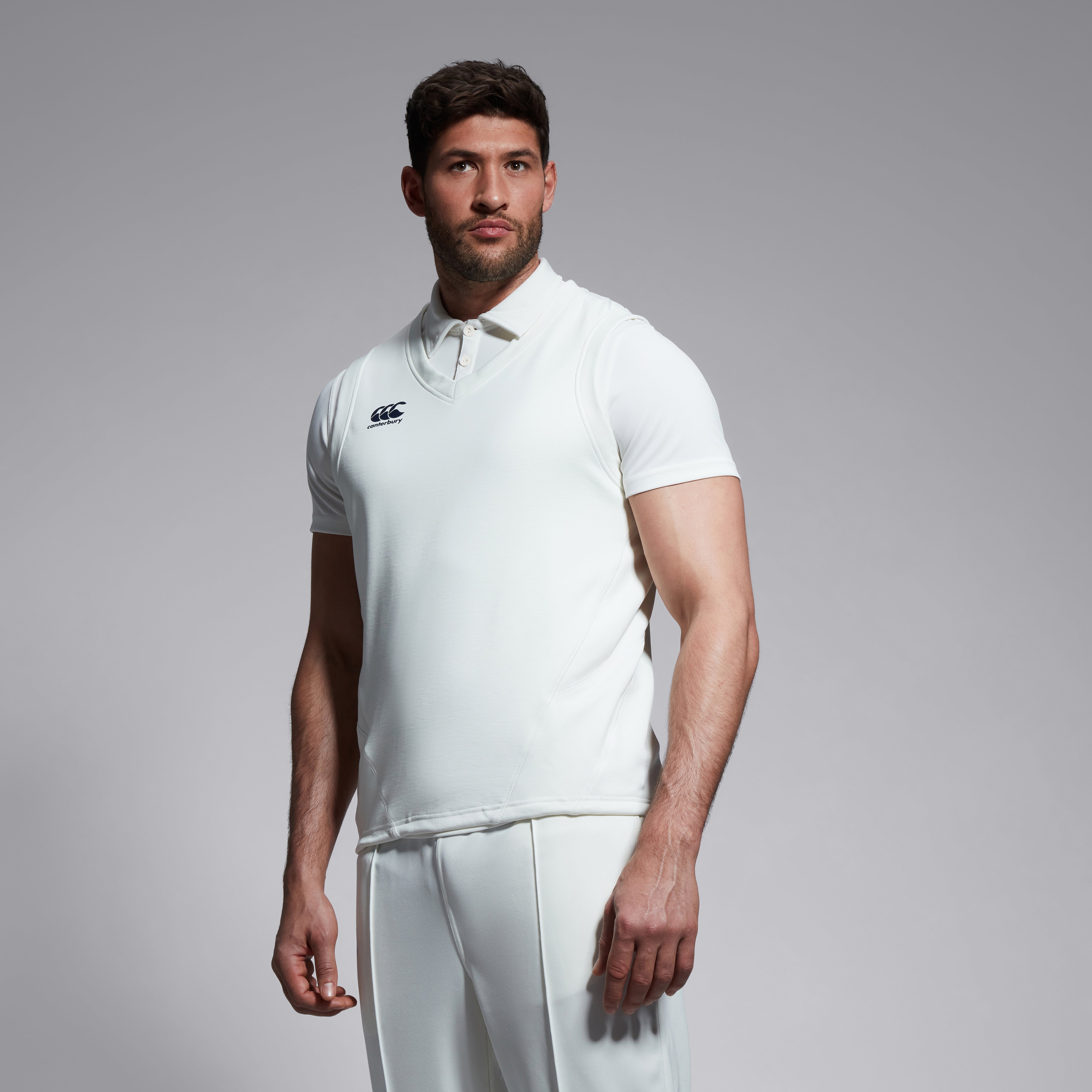 canterbury-sleeveless-cricket-overshirt-hombre-crema-camisa-de-cricket-sin-manga image 5