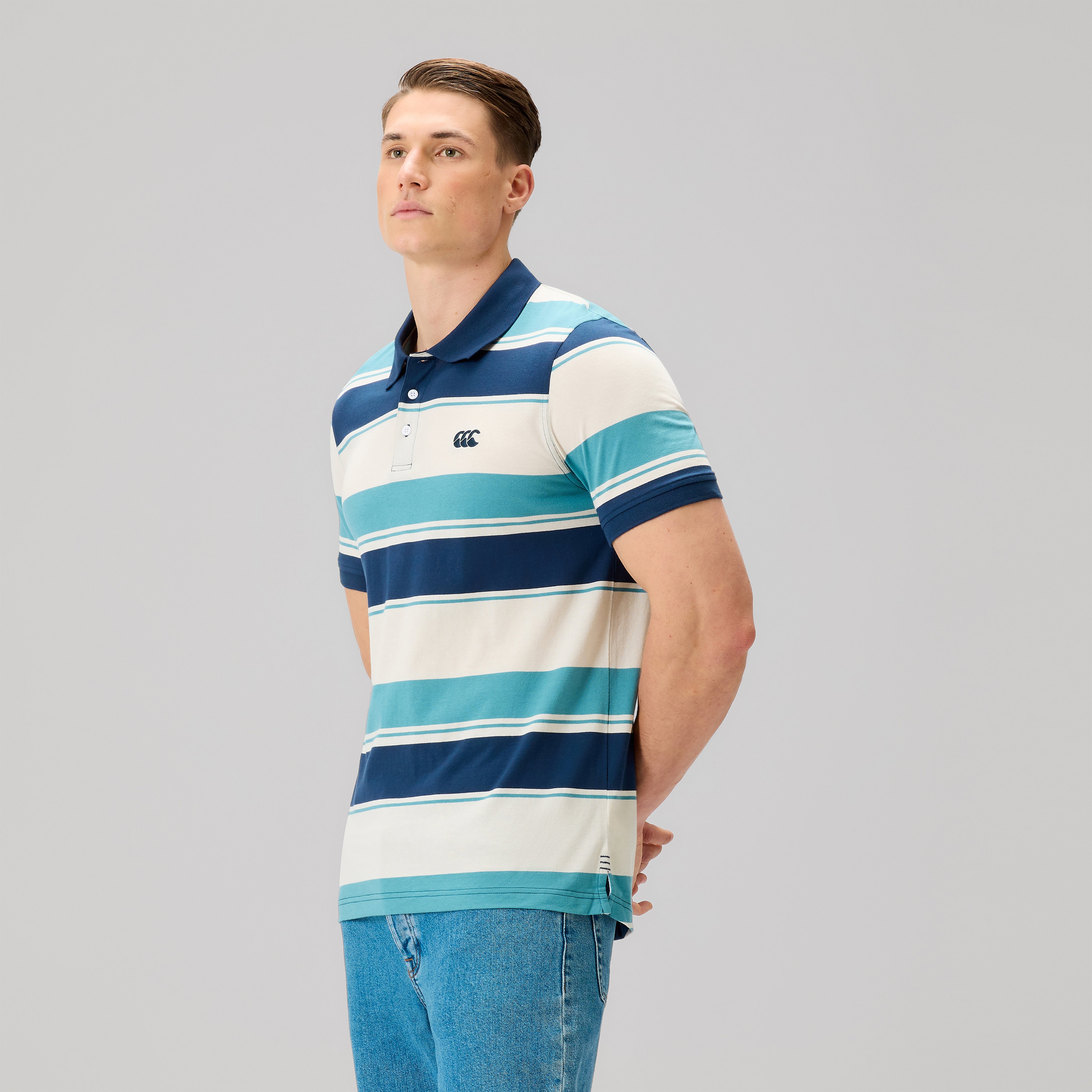canterbury-fundamentals-polo-a-rayas-azul-para-hombre image 4