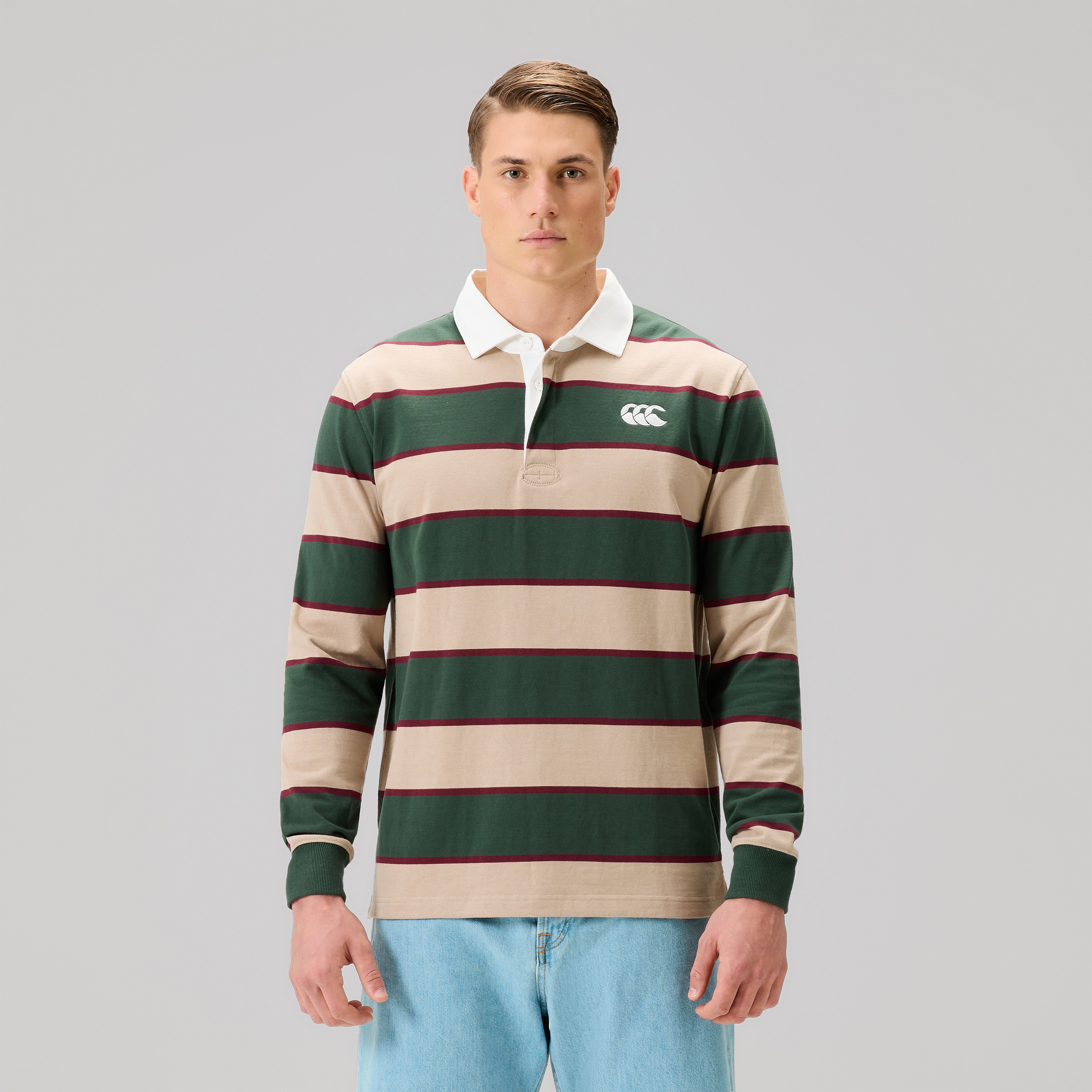 camiseta-de-rugby-canterbury-fundamentals-stripe-rugby-jersey-verde-para-hombre image 2