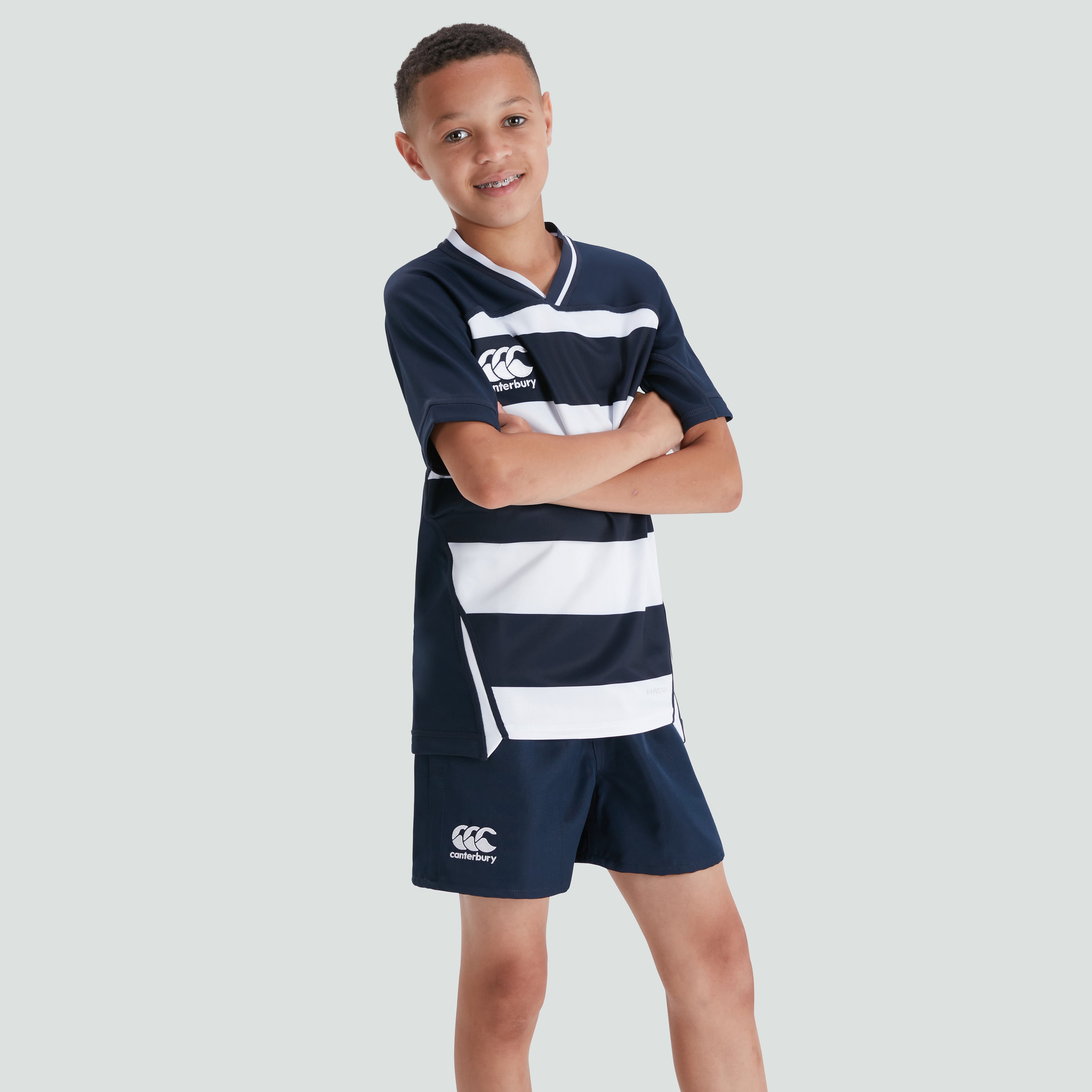 canterbury-vapodri-evader-hooped-jersey-junior-azul-marino-camiseta-de-rugby-ni- image 1