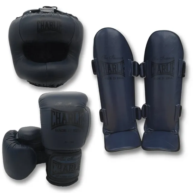 charlie-boxing-pack-m-full-kick-deep-blue-guantes-espinillera-y-casco image 1