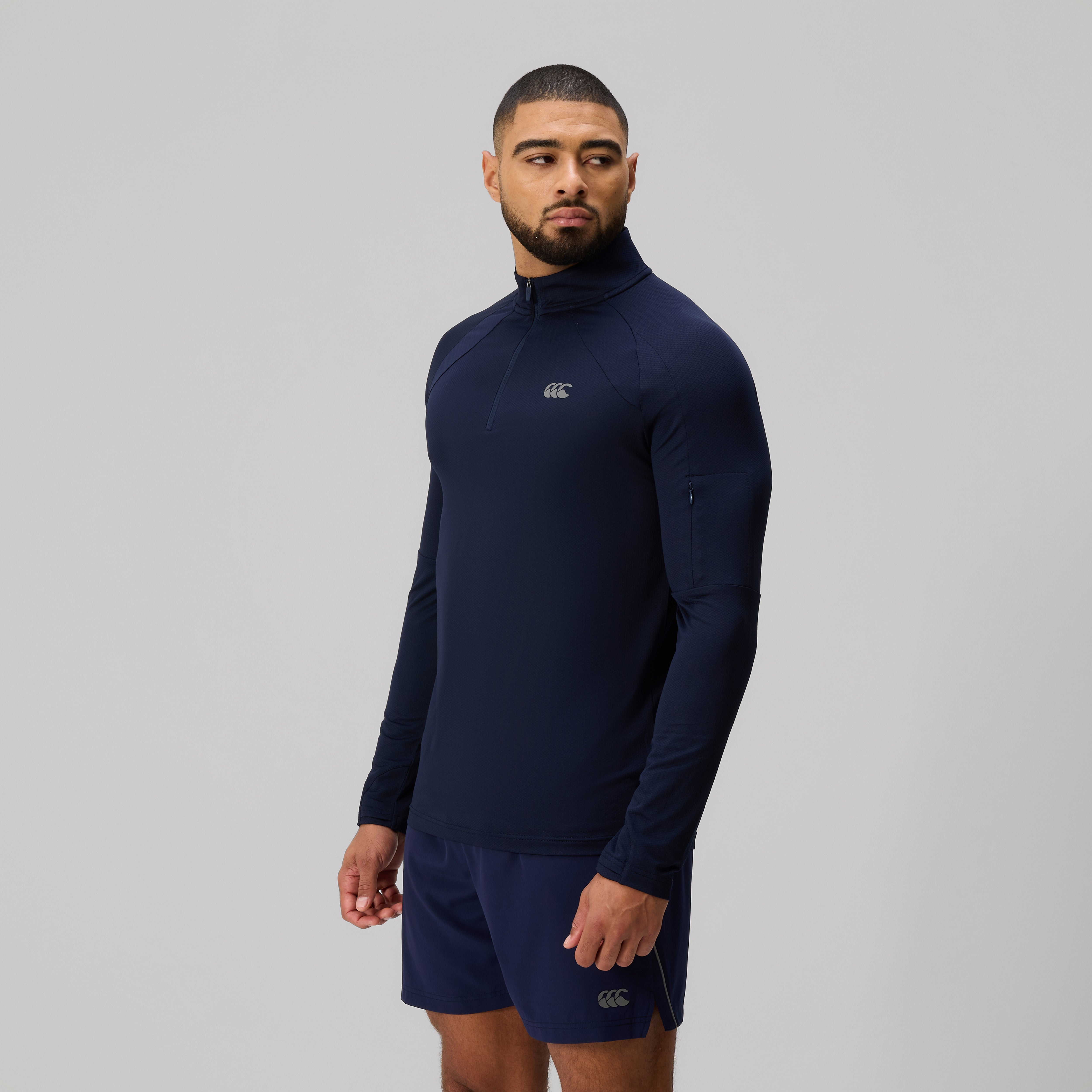 canterbury-mens-tempo-1-4-zip-tee-navy-camiseta-de-entrenamiento-con-media-crema image 4