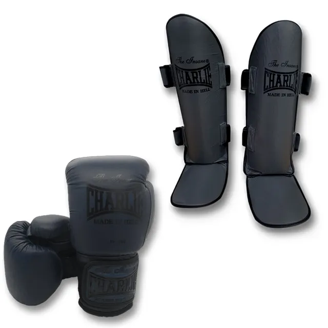 charlie-boxing-pack-m-kick-grafito-guantes-y-espinillera image 1
