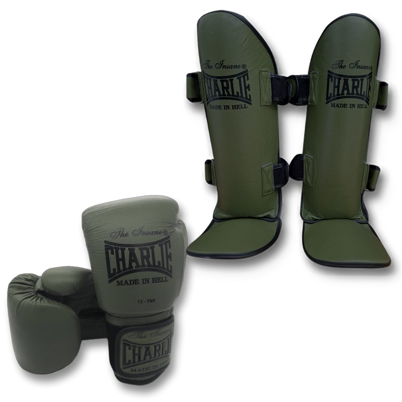 pack-m-kick-army-de-charlie-boxing-guantes-y-espinilleras-de-boxeo image 1